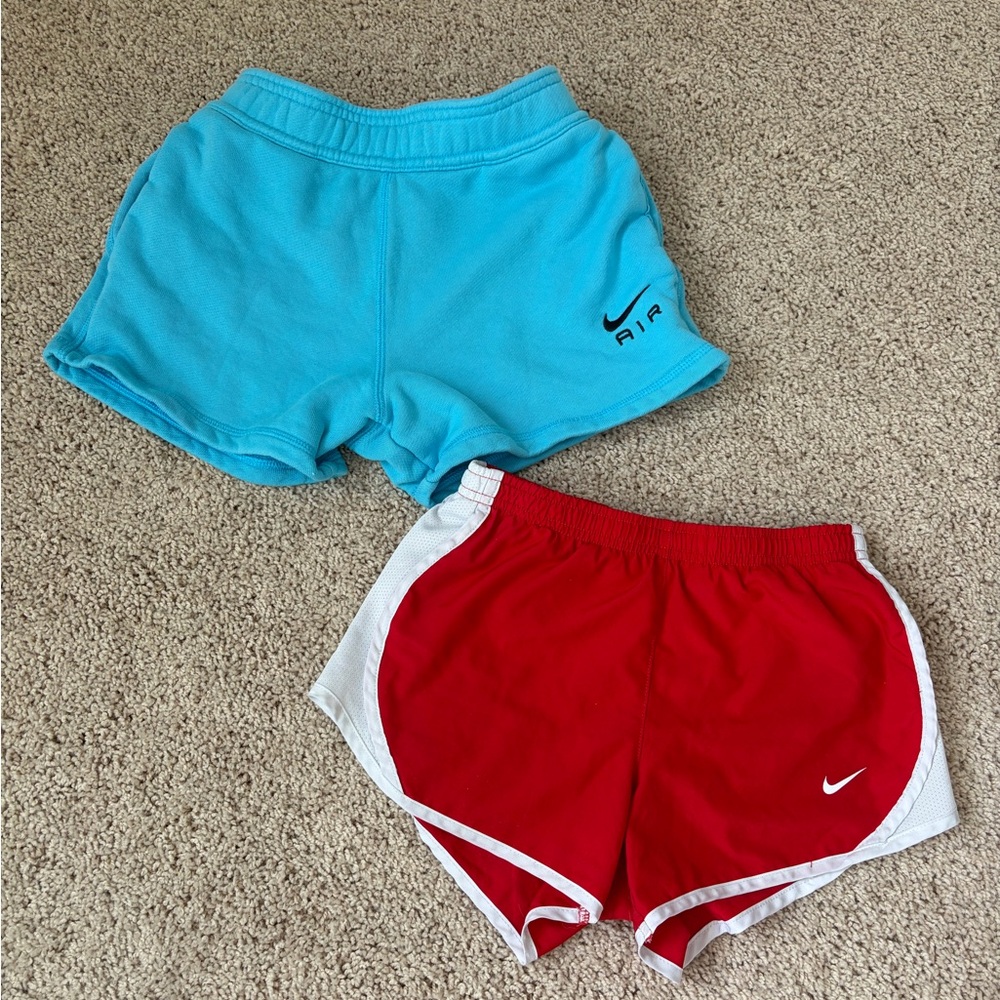 Nike Kids Red and Blue Shorts Duo Size S